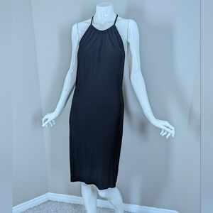 Next Black Backless Slip Dress Strappy Open Back Minimalist Midi Dress S - 4